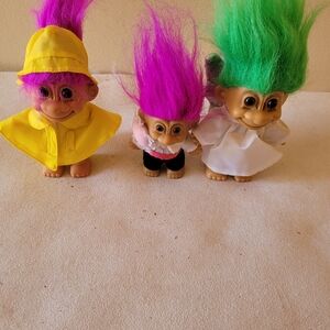 VINTAGE RUSS Lots of 3 Rain Coat & Angel Troll Doll 1990’s Great Condition